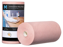 Antibacterial Heavy Duty Premium Wavy Wipes  / Cleaning Cloth Red, 300mm x 500mm, 90 Sheets, 80GSM